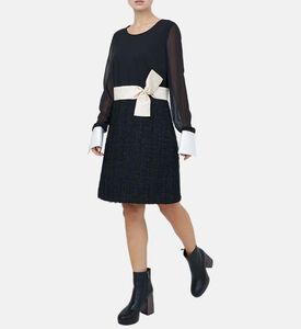 فستان منسوج من التويد بلونين