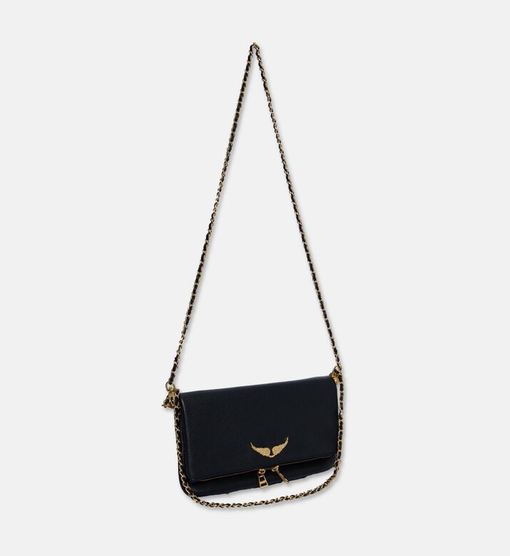 Zadig et Voltaire Rock Grained Leather Clutch, Black, Packshot View