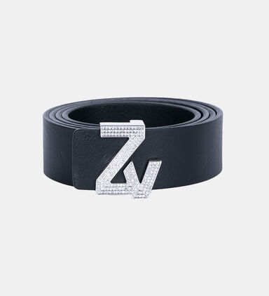 Label Initial Gemstone Leather Belt
