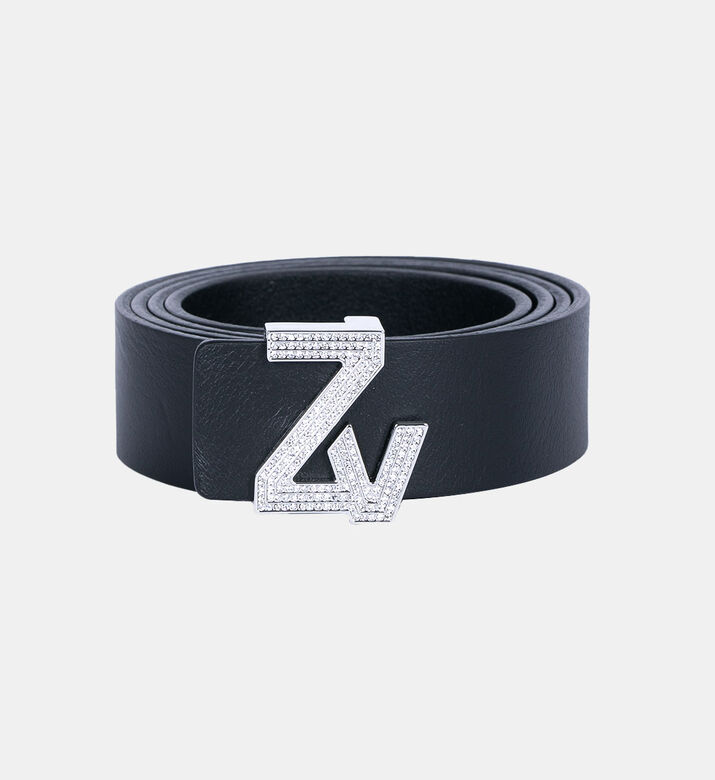 Label Initial Gemstone Leather Belt