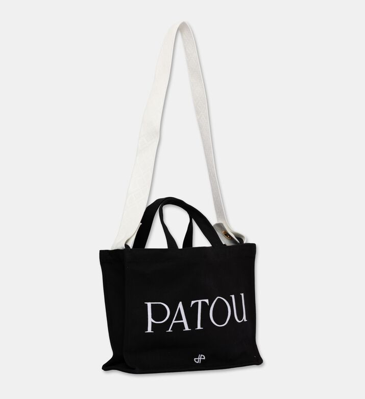 Patou Logo-print Rectangular Tote Bag, Black, Packshot View