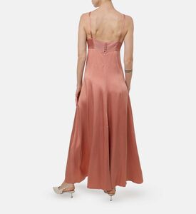 فستان ساتان منسدل مطرز