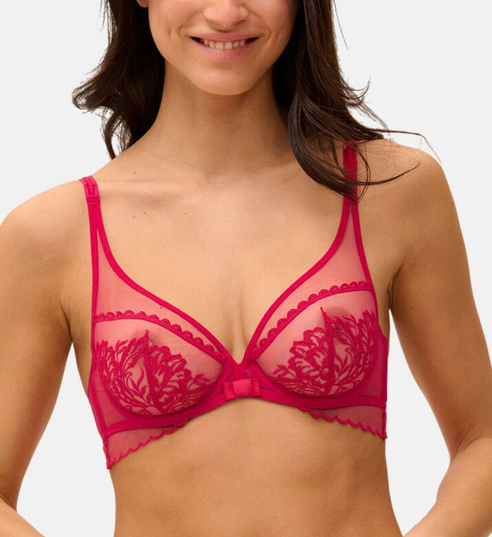 Floral Embroidered Plunging Underwired Bra