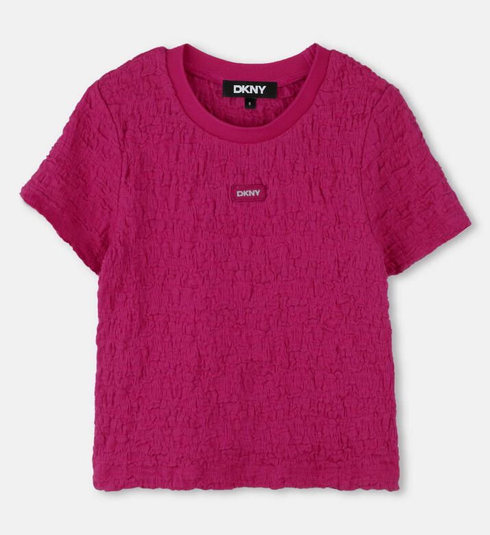 تيشيرت بأكمام قصيرة بنسيج وافل