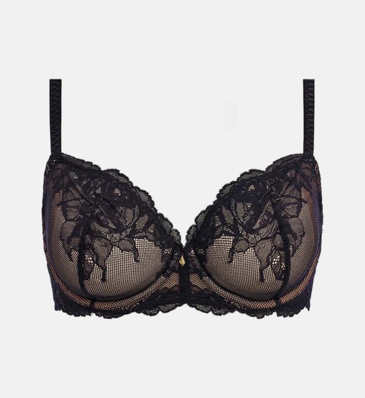 Wacoal Floral-embroidery Sweetheart Bra, Black, 100, D, Packshot View