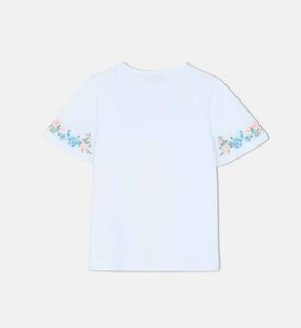 Floral-embroidery Crewneck T-shirt