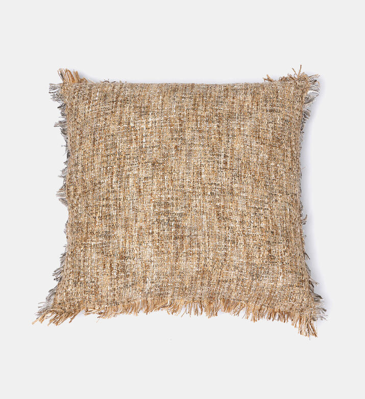 Home Deco and More Geecha Silk-cotton Blend Filled And Vaccumed Cushion, Beige, Packshot View