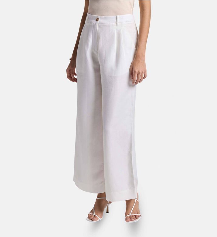 Carter and White Positano Tencel Linen Flared Trousers, Model View