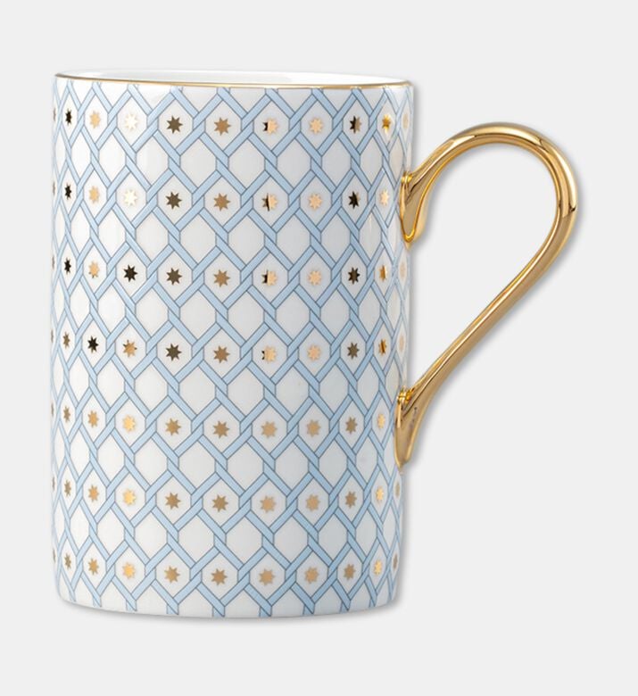 Imperial Gold Handle White Lattice Cylindrical Mug, Packshot View