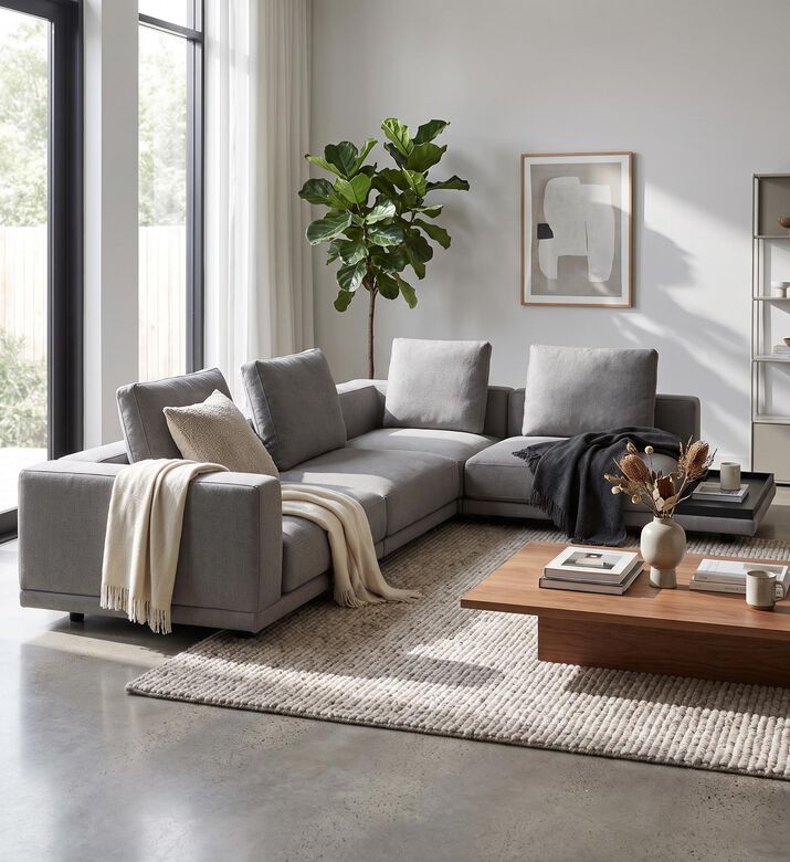 Furninova L-shape Square Cushion Corner Sofa, Packshot View