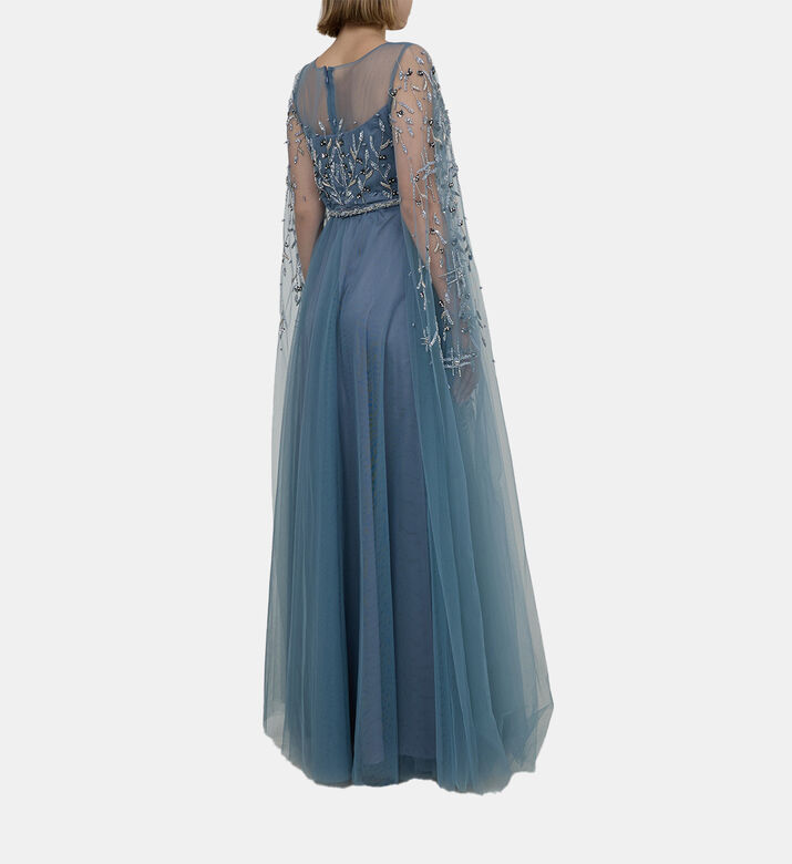 فستان تول مرصع بترتر وخرز