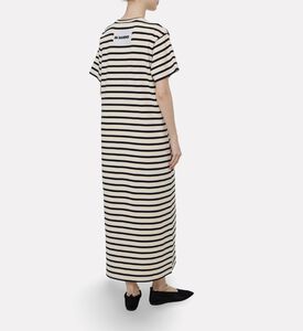 Jil Sander Ribbed Cotton Jersey Multistrip Dress, Model View