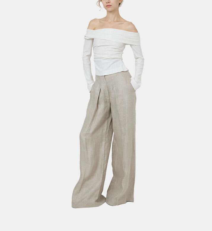 Savanna Lou Pleated High Waisted Hemp Trousers, Model View