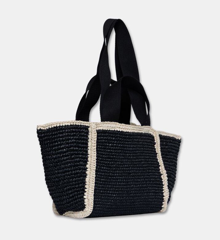 Marni Sillo Raffia-effect Shopper Bag, Black, Packshot View