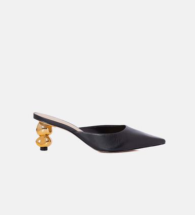 Leather Sculptural Heel Mules