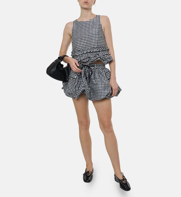 Ganni Checkered-print Sleeveless Top, Model View Ganni Checkered-print Sleeveless Top, Model View