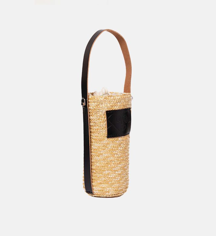 Straw Leather Strap Bottle Holder