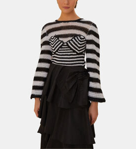 بلوزة كروشيه قطنية مخططة