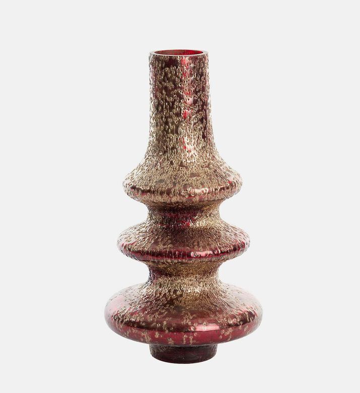 Light and Living Gweta Metallic Flower Vase, Red, 23x40-cm, Packshot View