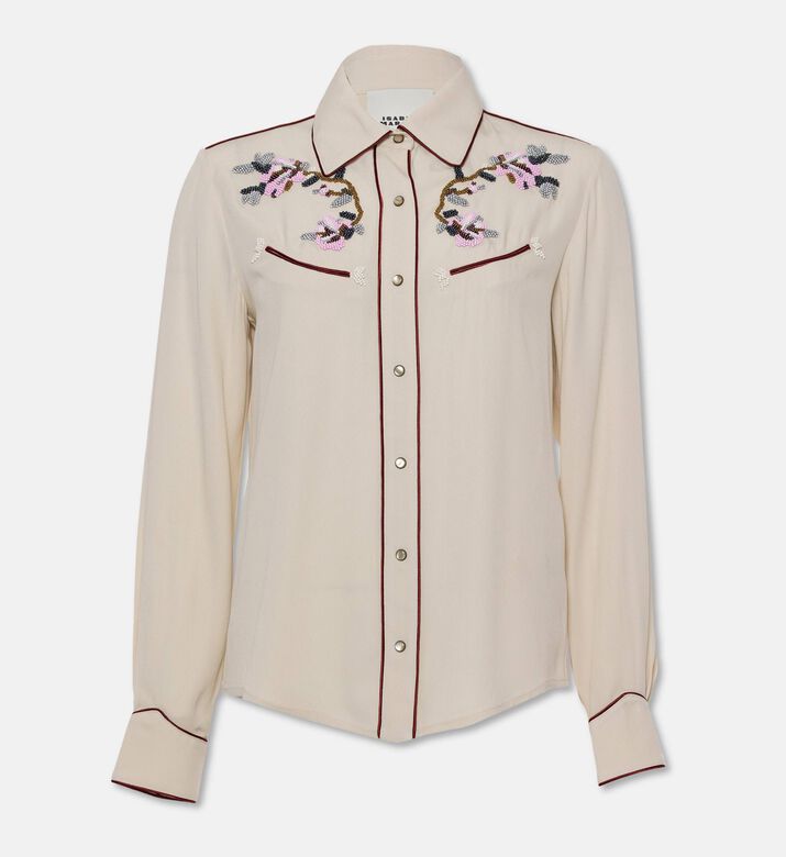 Isabel Marant Yzea Floral-embroidered Straight-cut Shirt, Packshot View