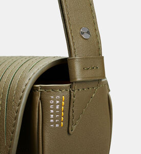 Camille Fournet Astral Calf Leather Pleated Half-moon Handbag, Khaki, Packshot View