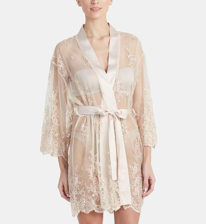 Darling Lace-trim Chemise With Robe