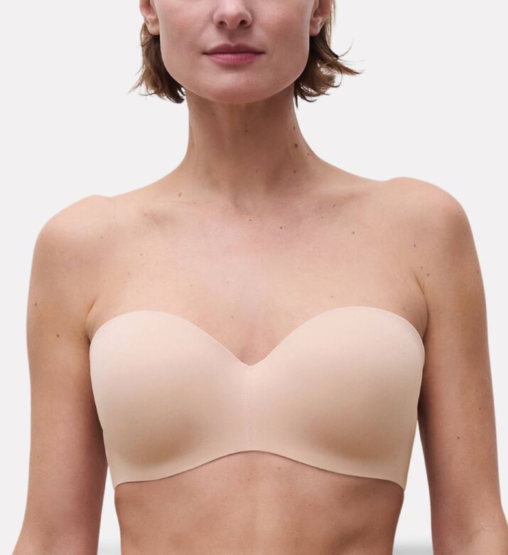 Chantelle Norah Comfort Unlined Bandeau Strapless Bra, Beige, 90, G, Model View