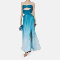 Gradient Cutout Flared Midi Dress