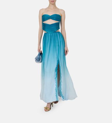 Gradient Cutout Flared Midi Dress