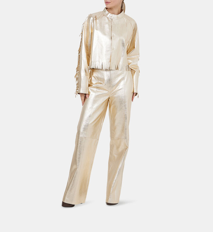 Palazzo Laminated Leather Pants