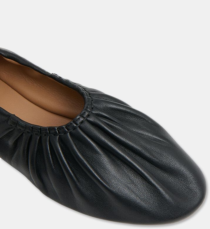 Mansur Gavriel Leather Ruched Ballerina, Black, Eu-37, Packshot View