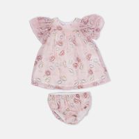 Chiffon Floral-print Dress Knickers Set