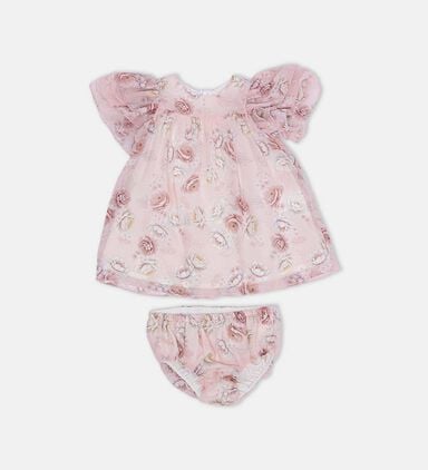 Chiffon Floral-print Dress Knickers Set