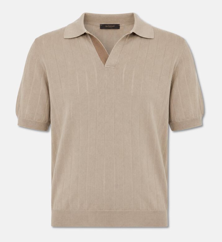 Slowear Rib-knit Short-sleeve Polo Sweater, Packshot View