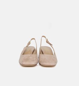 Suede Slingback Mid-heel Pumps