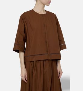 Forte-Forte Cotton Poplin Openwork-detail Shirt, Model View