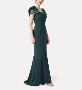 Savanna Leaf Appliqu&eacute; Off-shoulder Gown, Green, Xl, Model View