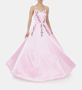 Floral-embroidery V-neck Dress