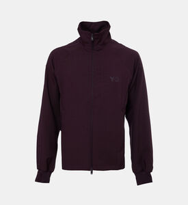 جاكيت رياضي طويل الأكمام مخطط ومضلع بتفصيل شعار