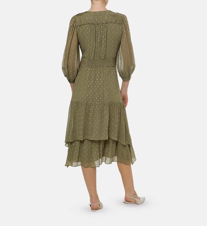 فستان بأكمام منفوشة بطبعة على كامله