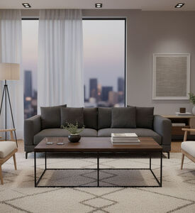 Home Deco and More Square Iron Legs Wooden Coffee Table, Packshot View