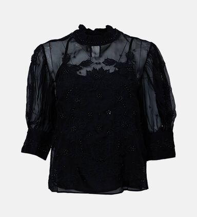 Embroidered Short Sleeve Blouse