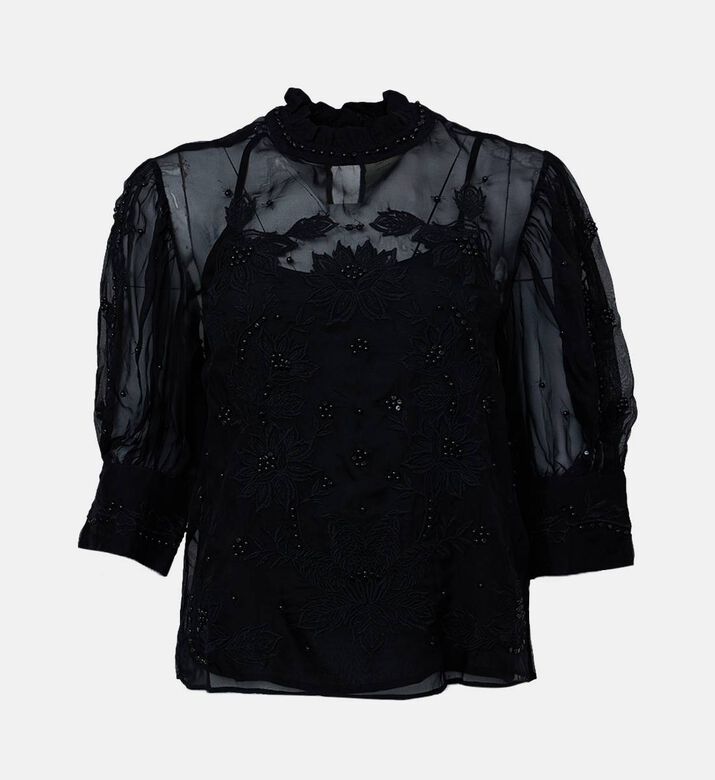 Embroidered Short Sleeve Blouse
