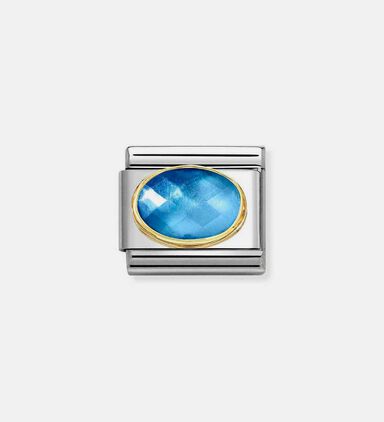 Composable Classic Link Two-tone Blue Stone Charm