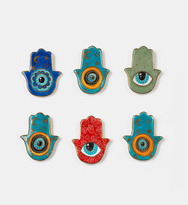 مغناطيس العين الشريرة سيراميك مزجج بلون ذهبي