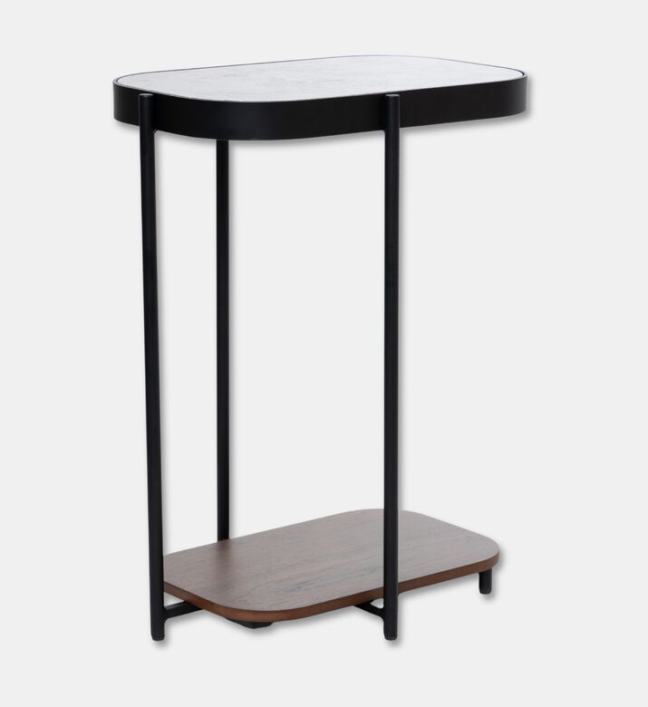 Home Deco and More Glam Wood Top Sofa Side Table, Walnut, 33x47-cm, Packshot View