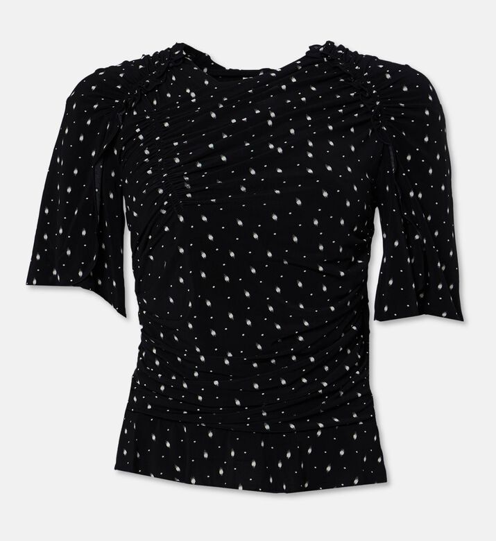 Isabel Marant Ruched Polka-dot Short-sleeve Top, Packshot View