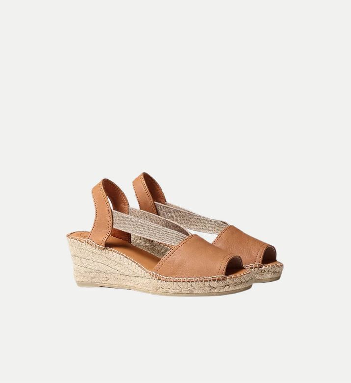 Toni Pons Teidi-p Leather Mid-wedge Open-toe Espadrille, Light-brown, Eu-41, Packshot View