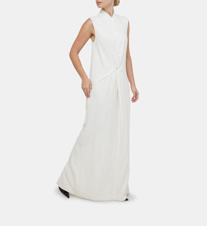 فستان برونوين ماكسي بعقدة أمامية