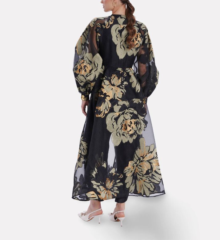 Poca and Poca Floral-embroidery Puffy Sleeve Blouse, Model View